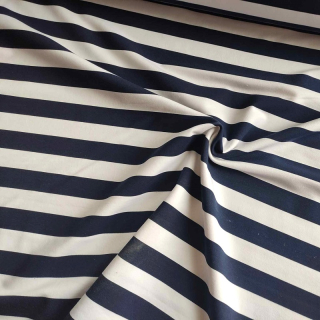 Teplákovina s elastanem modro-bílý pruh