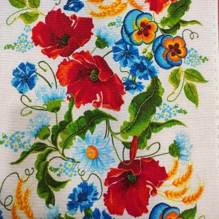 Vaflovina - utěrkovina kvítí na bílém podkladu
