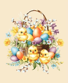 Vaflovina - utěrkovina tři kuřátka s vajíčky