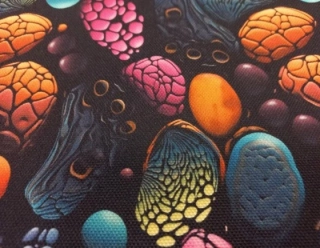 Kočárkovina digi tisk malované oblázky tmavší zbytek 0,85m