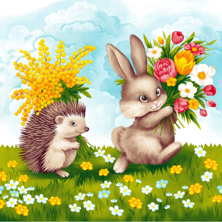 Vaflovina - utěrkovina zajíček s ježkem