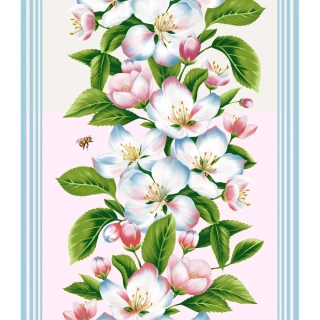 Vaflovina - utěrkovina květy s modrým okrajem