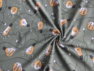 Teplákovina s elastanem ŽÁROVKY NA khaki/šedé