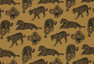 Teplákovina s elastanem gepardi na hořčicové