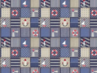 Plátno s potiskem námořnický patchwork zbytek 0,5m